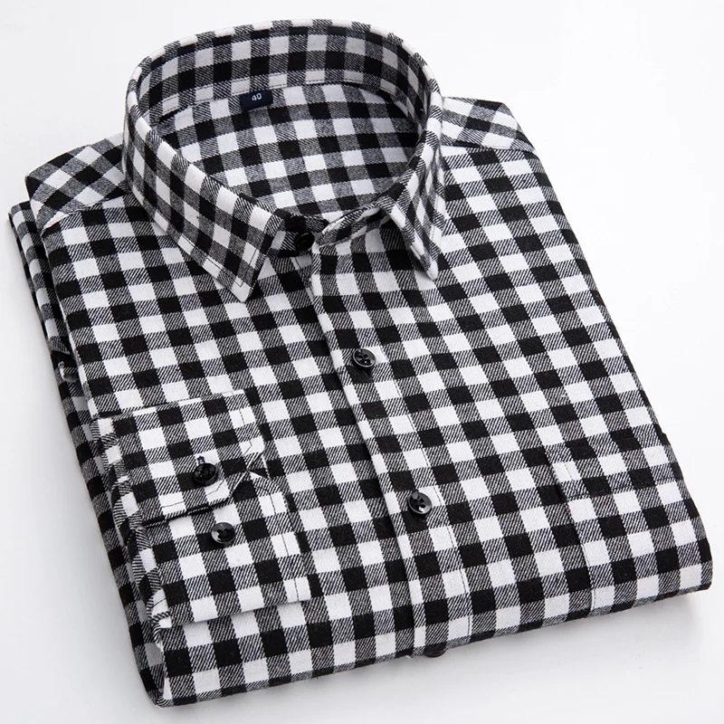 2023 New 100% Cotton Men Casual Plaid Flannel Shirt Long-Sleeved Vintage Shirt Men's Cardigan Blouse Striped Oversize Size S-6XL