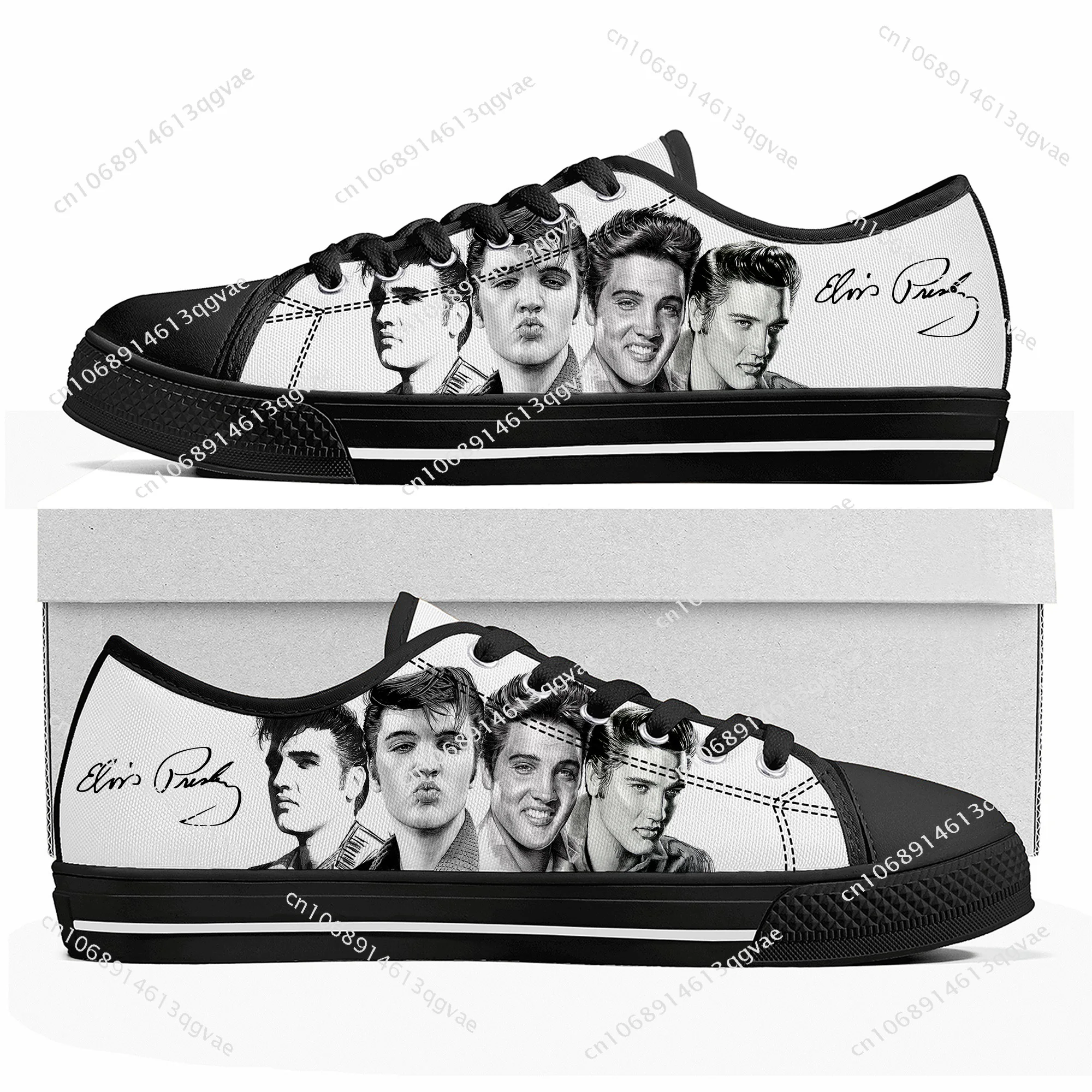 

Elvis The King Hillbilly Cat Low Top Sneakers Mens Womens Teenager Aaron High Quality Canvas Presley Sneaker Couple Custom Shoe