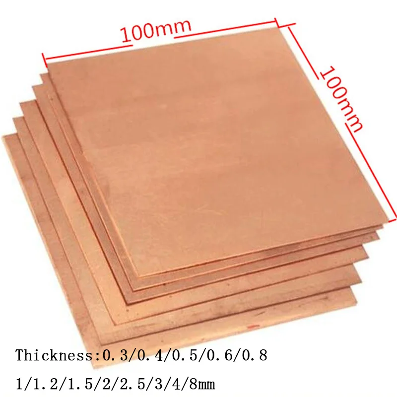 

1PCS Thick 0.3-8mm 100x100 99.9% Purity Copper Metal Sheet Plate Nice Mechanical Behavior and Thermal Stability