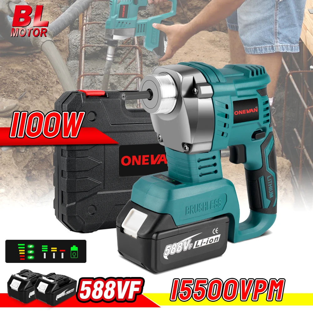 ONEVAN 1100W 15500VPM Electric Concrete Vibrator Concrete Compactor Concrete Mixing Power Tool For Makita 18v battery