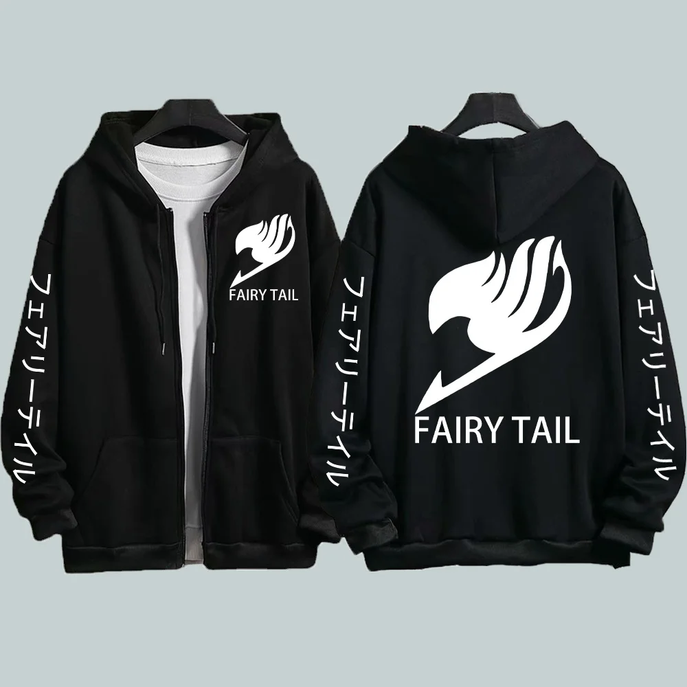 

Anime Sweatsirt Fairy Tail Zip ded Sweatsirts arajuku die Lon Sleeve dies Black Pullovers Unisex Men Women Clot