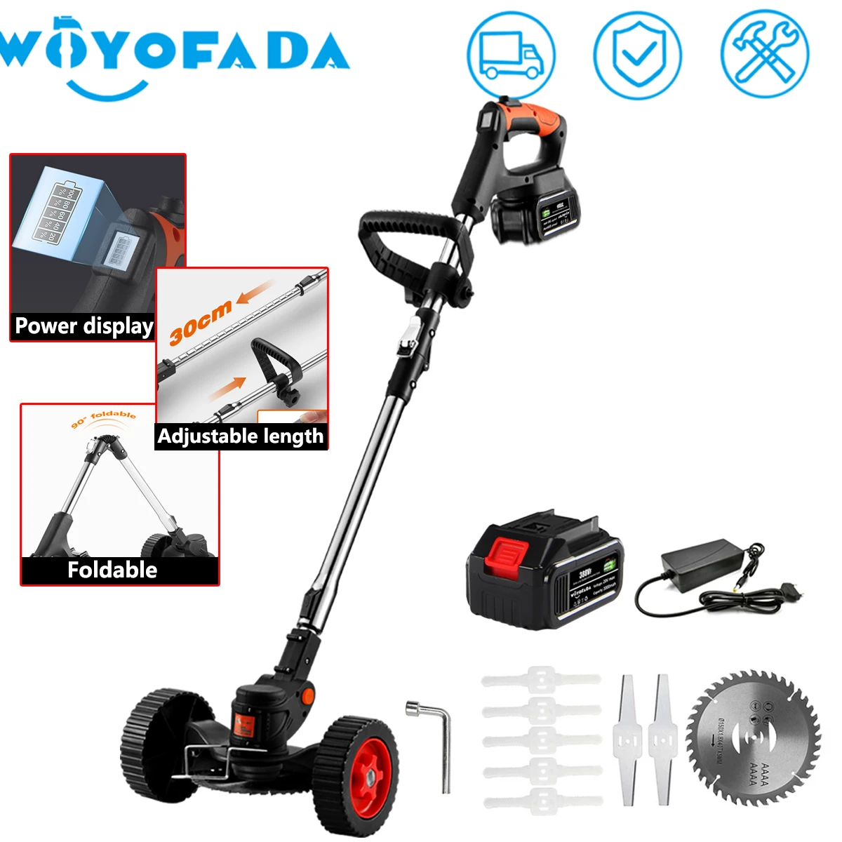 Folding  Electric Lawn Mower Cordless Grass Trimmer Length Adjustable Foldable Cutter Garden Tools For Makita 18V Battery