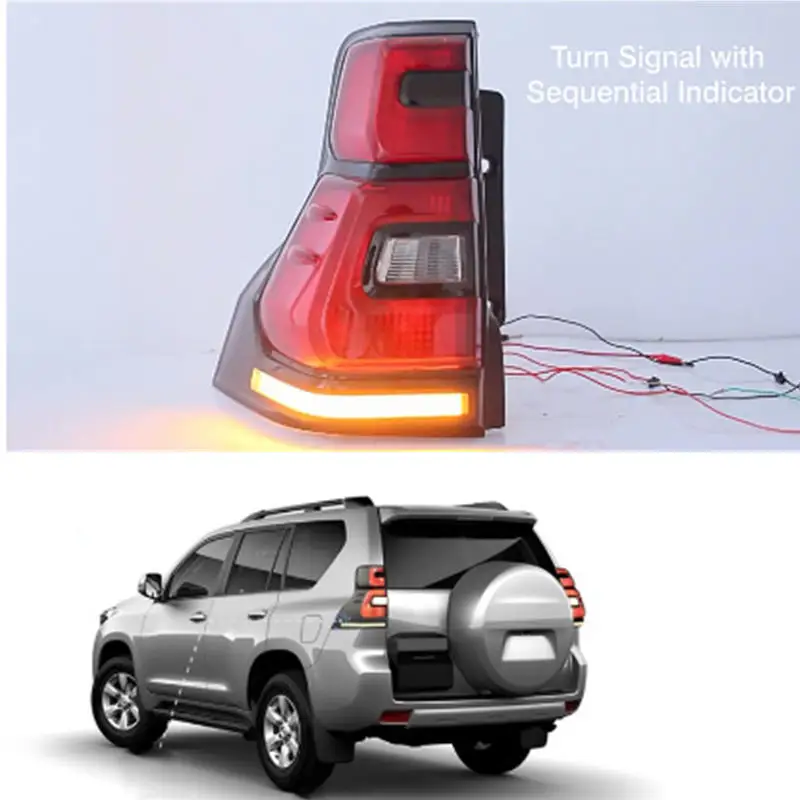 

Автомобильный задний фонарь, светодиодный задний фонарь для 2010-16 Toyota Land Cruiser Prado Lexus GX 460, Динамическая сборка, противотуманные ходовые фонари