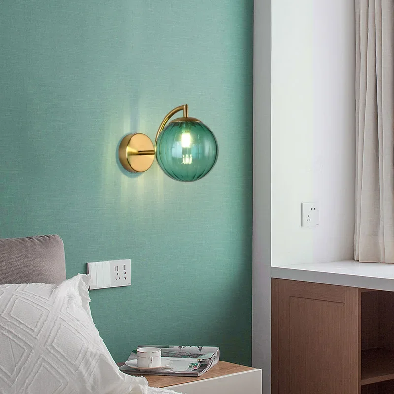 Дымчатый Серый Стеклянный Шар Настенный Светильник Полоса Абажур Декор Лампа