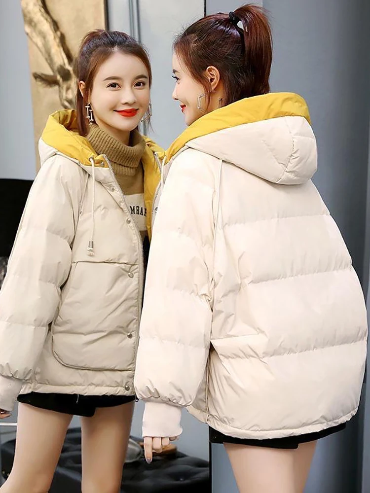 2023 New Thicken Warm Cotton Padded Parka Female Outwear Women's Coats Winter Parkas Jacket Fashion Hooded Bread Service Jackets