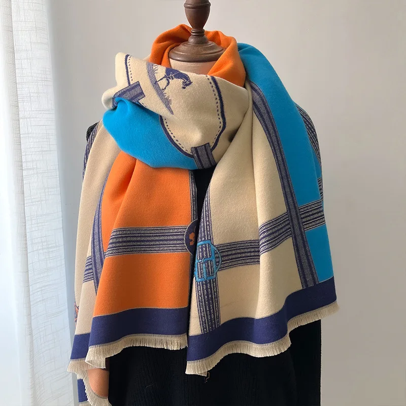 

Fashion Winter Warm Cashmere Shawl Scarf for Women Design Neckerchief Pashmina Head Scarves Wrap Femal Poncho Echarpe Bandana
