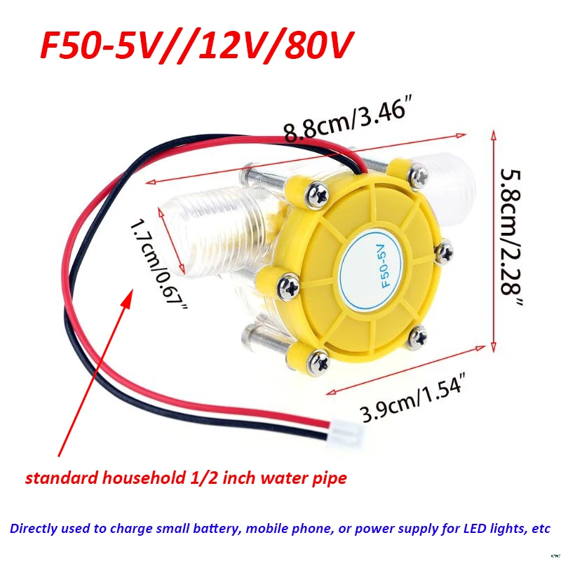 

DC 5V/12V/80V 10W Water Flow Pump Mini Hydro Generator Turbine Flow Hydraulic Conversion For Energy Conversion Energy Generators