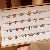 luxury zircon crystal pearl rings for women fashion flower heart shape water drop zircon open rings women wedding jewelry gifts