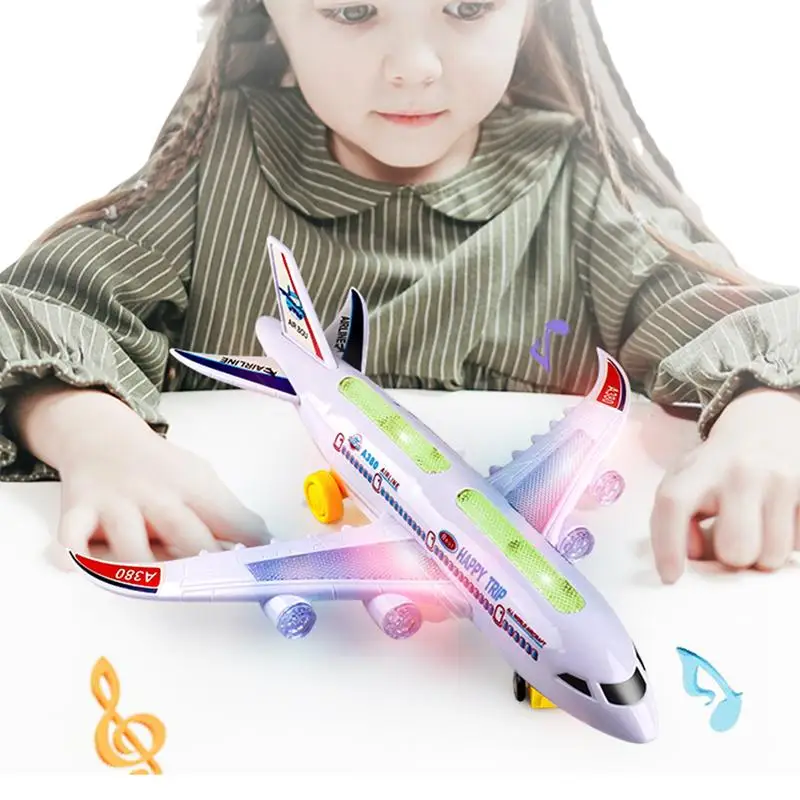 

Kids Airplane Toys Toddler Toy Plane With LED Flashing Lights And Sounds Bump And Go Action Kids Aircraft LED Lights Music Plane