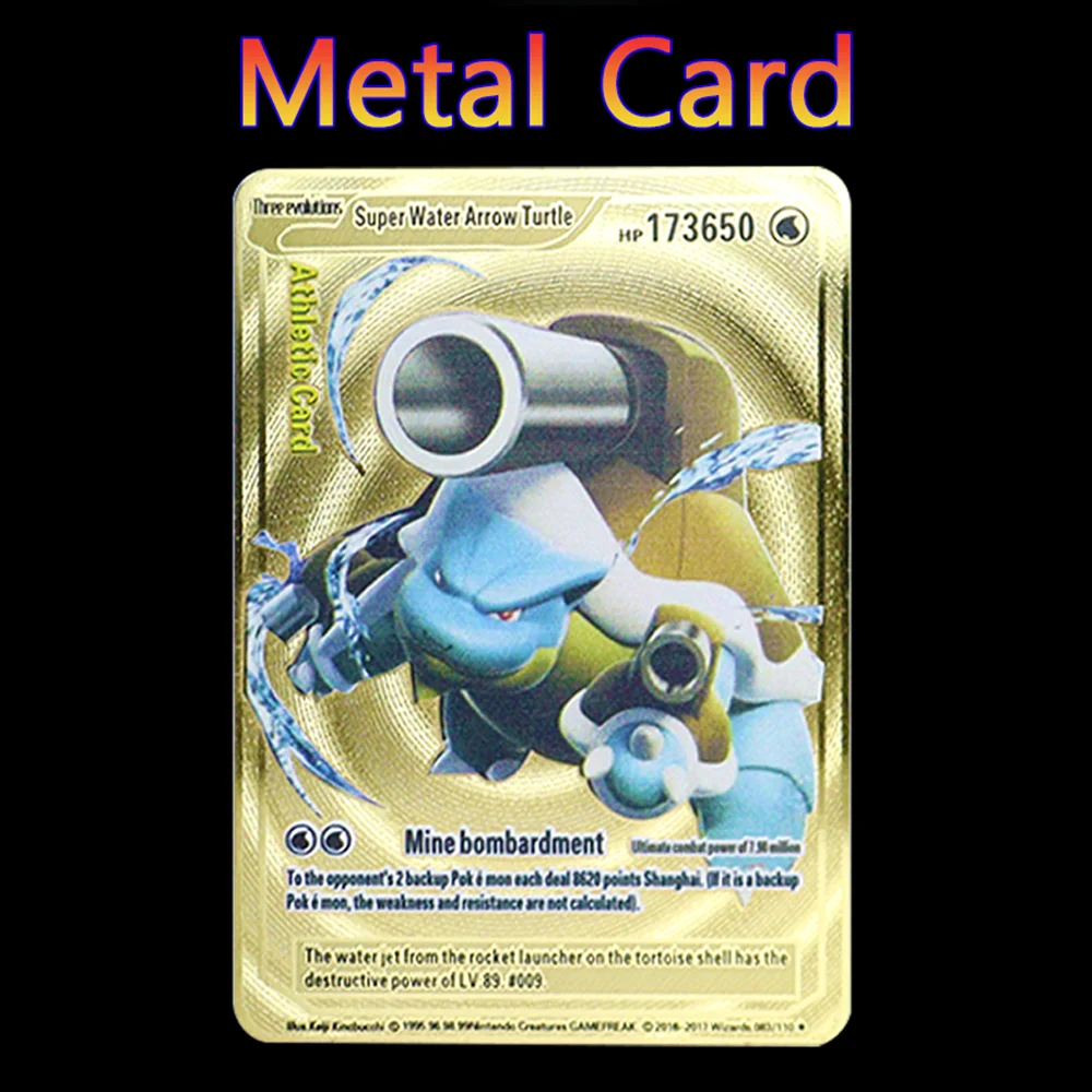 

Hot 183200 Points High Hp Pokemon English Gold Charizard Pikachu Zamazenta Anime Game Vmax Mega GX Collection Metal Cards Gift