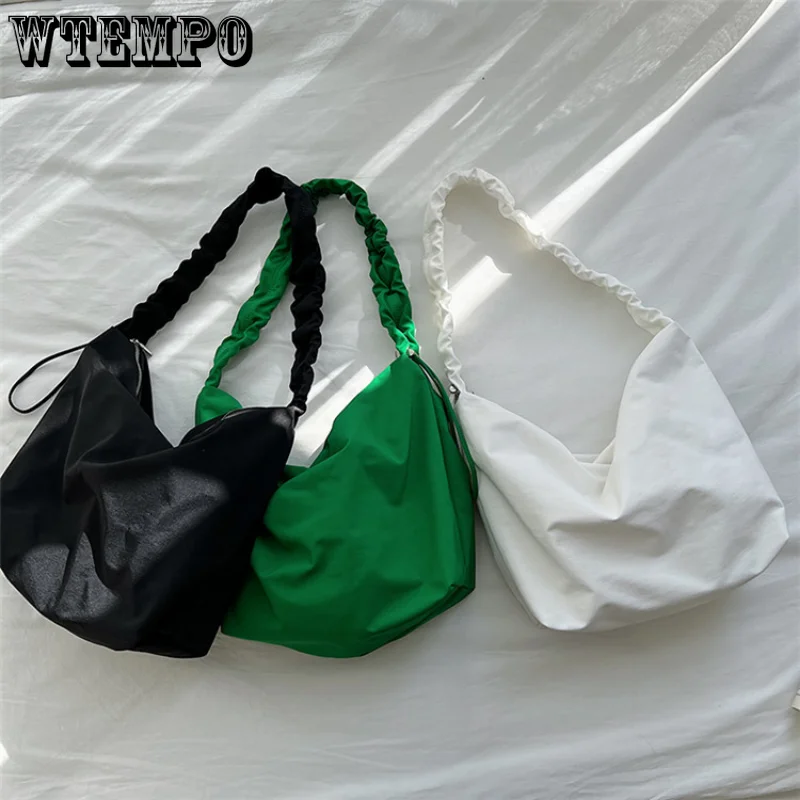 Women's Crossbody Bags Simple Messenger Bag Large Capacity Shoulder Strap Bag Leisure Pleated Nylon Bag Spring and Summer New