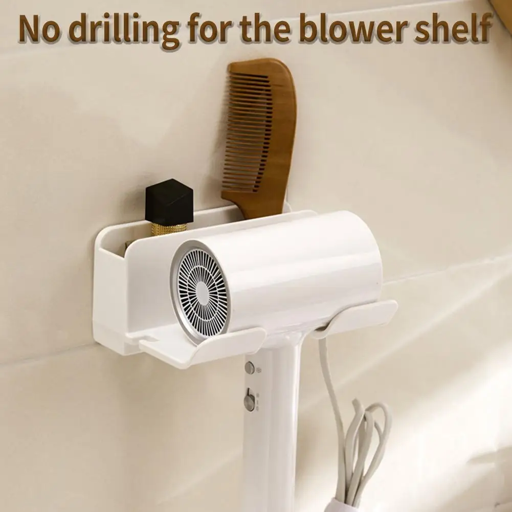

Storage Holder Hair Dryer Holder Wall Mounted Rack Shelf Storage Bathroom Brush Accessories Shelves Storage Bracket Hair Sh Q7X2
