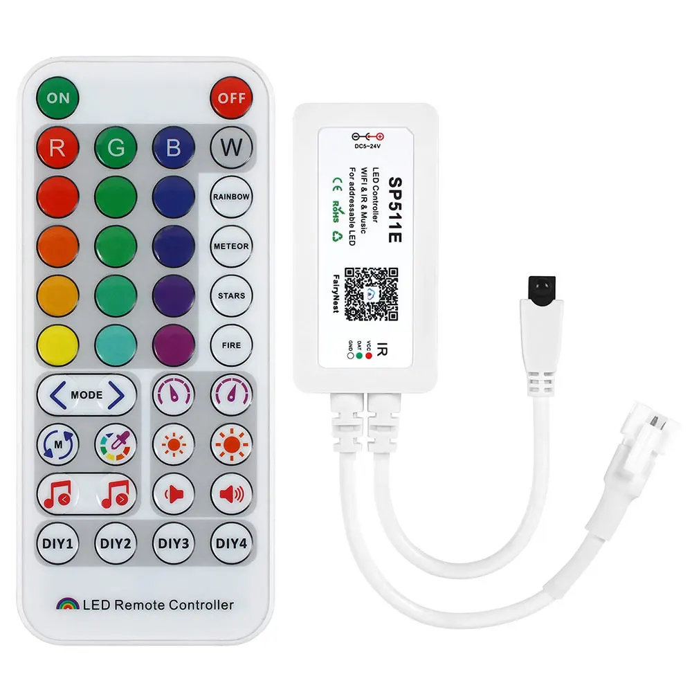 SP511E Music WiFi LED Controller For WS2811 WS2812b Addressable Pixel RGB LED Strip Dual Output Alexa Smart Voice APP Control