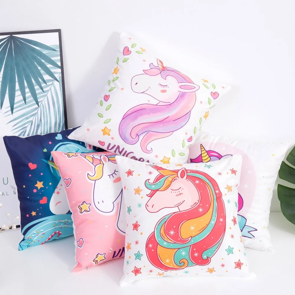 

Pillow Covers Home Decorative Simple INS Unicorn Plush Pillow Sofa Cushion Cover (Excluding Pillow Core) Pillowcase 45*45cm