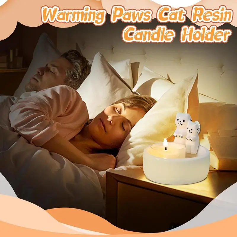 Керамический подсвечник с изображением кошки милый из смолы для ароматерапии
