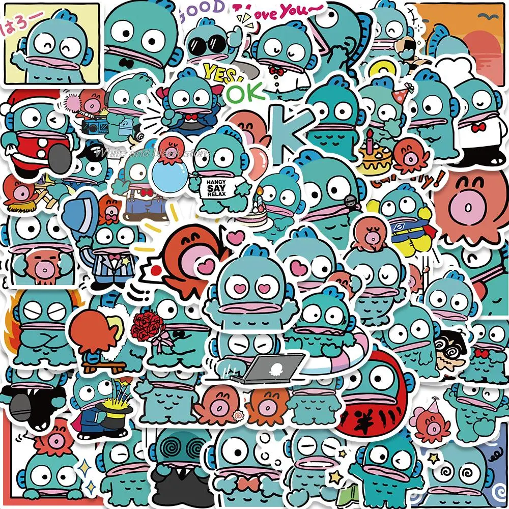 

50PCS Fish Cartoon Sticker Retro Diary Anime Nostalgia Skateboard Decal Cartoon Laptop Luggage Landscape Graffiti Kids Toy