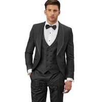 new design slim fit male suit double breasted vest formal wedding mens suit 3 pieces groom tuxedos prom party wear tailor made