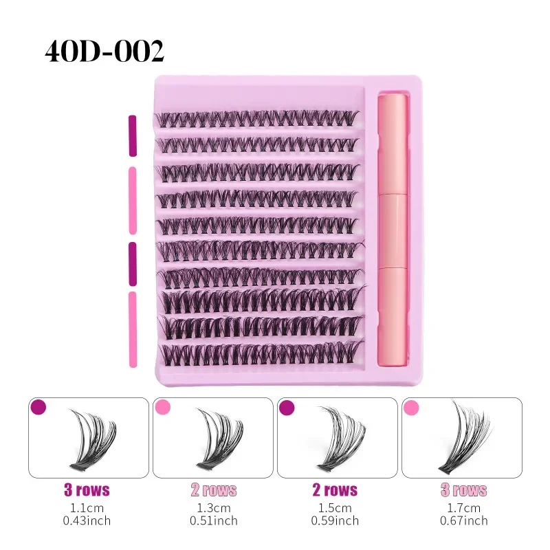 Набор для наращивания ресниц своими руками 200 шт. — 40D отдельные кластеры (микс 16