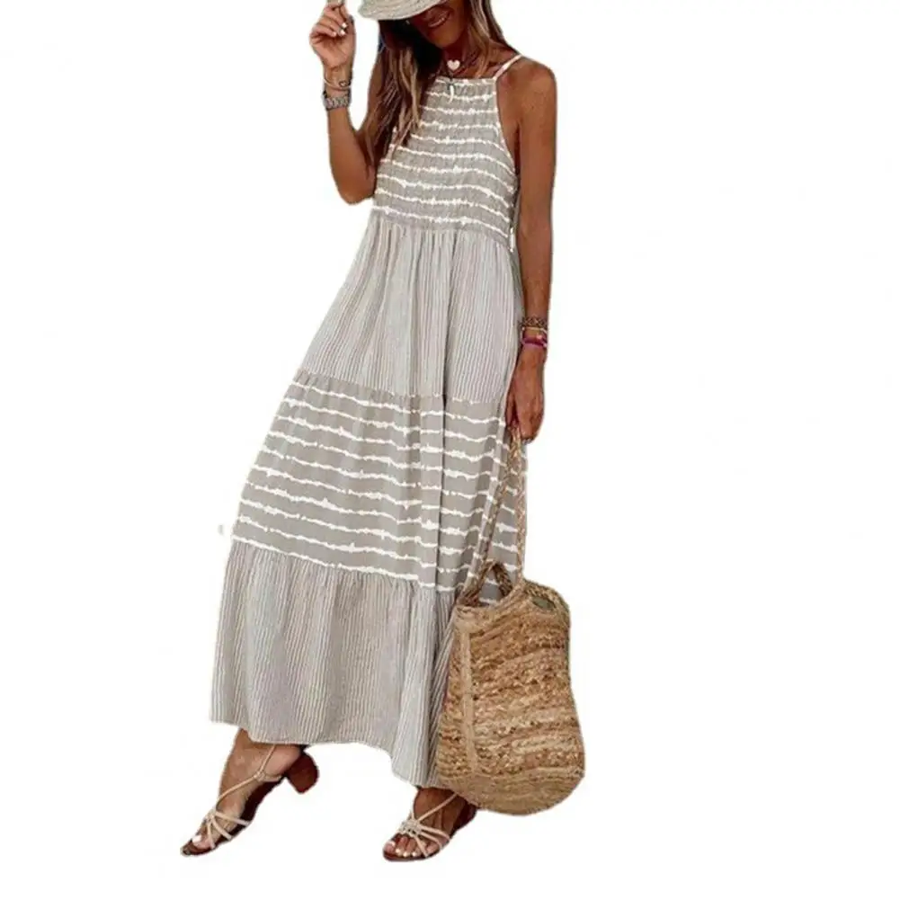 

Summer Women Dress Casual Loose Long Beach Dresses Loose Breathable Women Unfading Long Sling Dress for Party Female Vestidos