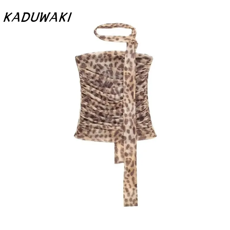 KADUWAKI Американское ретро-бюстье с животным принтом шелковое онлайн-платье