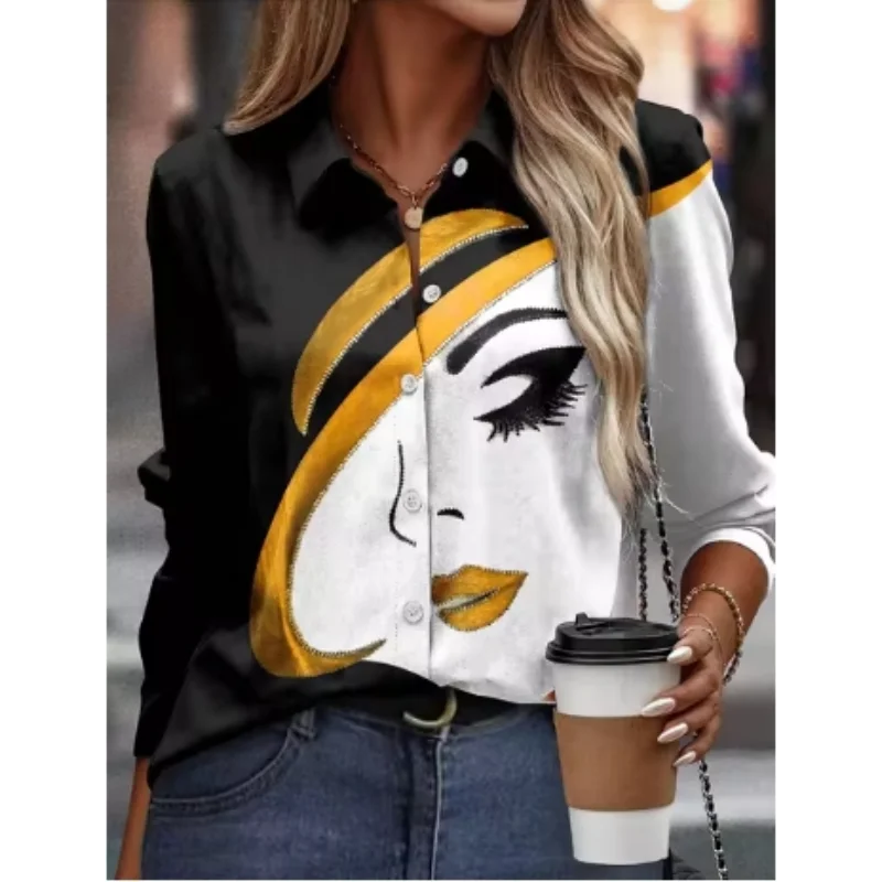 Новая женская рубашка в стиле ретро с рисунком аниме кота осенний воротник топ