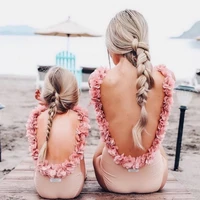 2022 backless matching mother and daughter swimsuit family look mommy me womens bikini swimwear clothes beach bathing suit