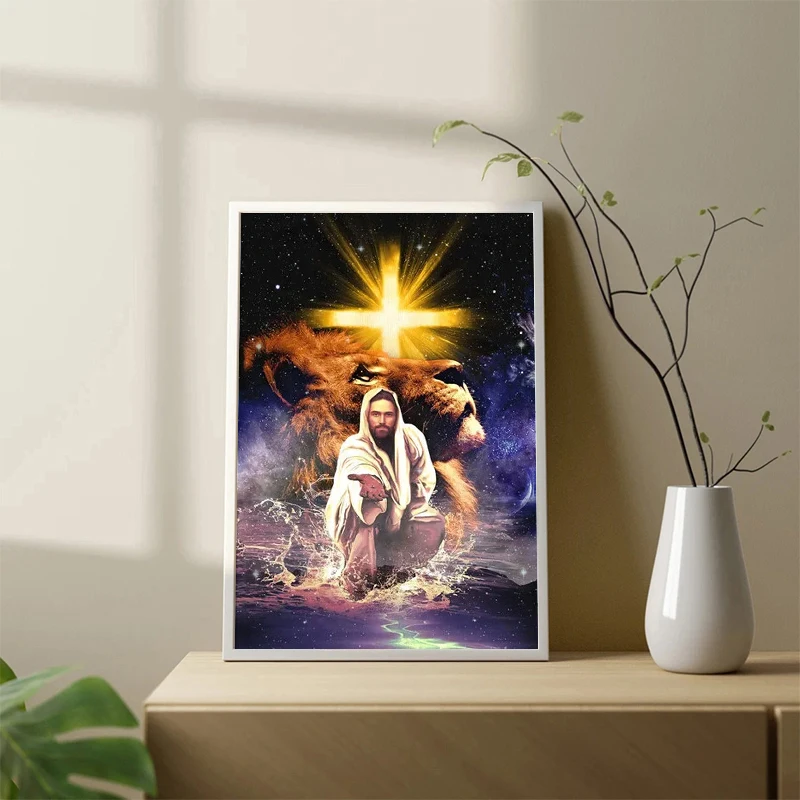 Картина на холсте с изображением Льва и Иисуса
