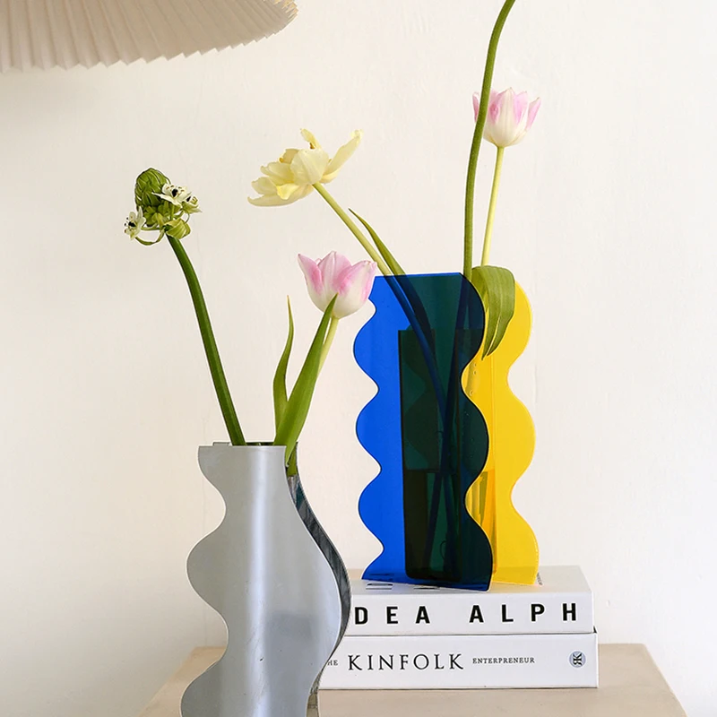 

Plastic Vase Nordic Art Minimalism Luxury Hydroponic Design Acrylic Transparent Creative Vase Jarrones Room Decoration JW50HP