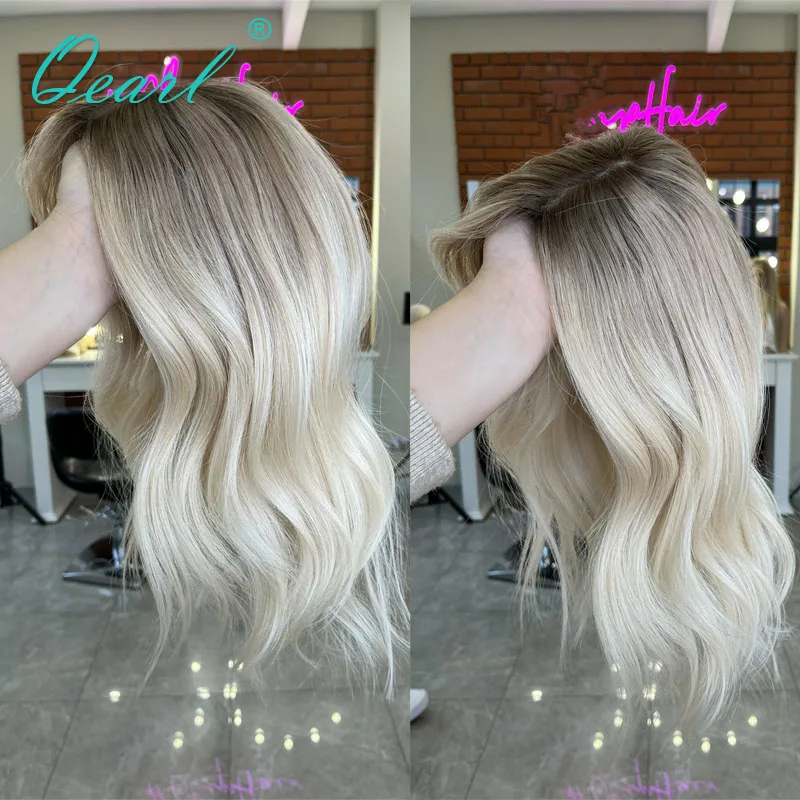 Ed Lace Frontal Wigs Short Medium Loose Wave Ash Blonde Lace Front Wig Virgin Qearl