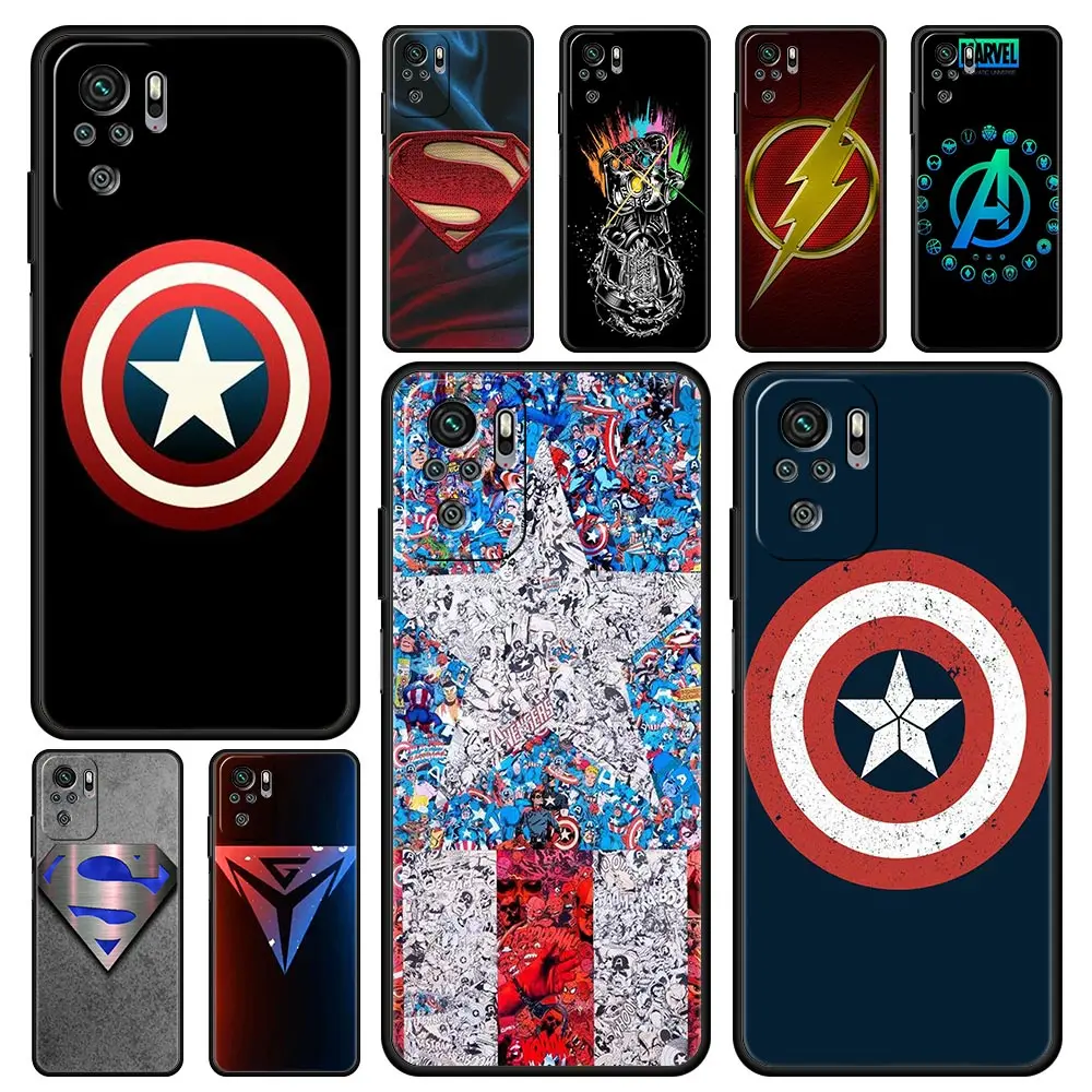 

Cover Case for Xiaomi Redmi Note 7 8 8T 9 9S 10 11 11S 11T K40 K40S K50 Pro Plus 4G 5G Protection Shell Captain America Marvel