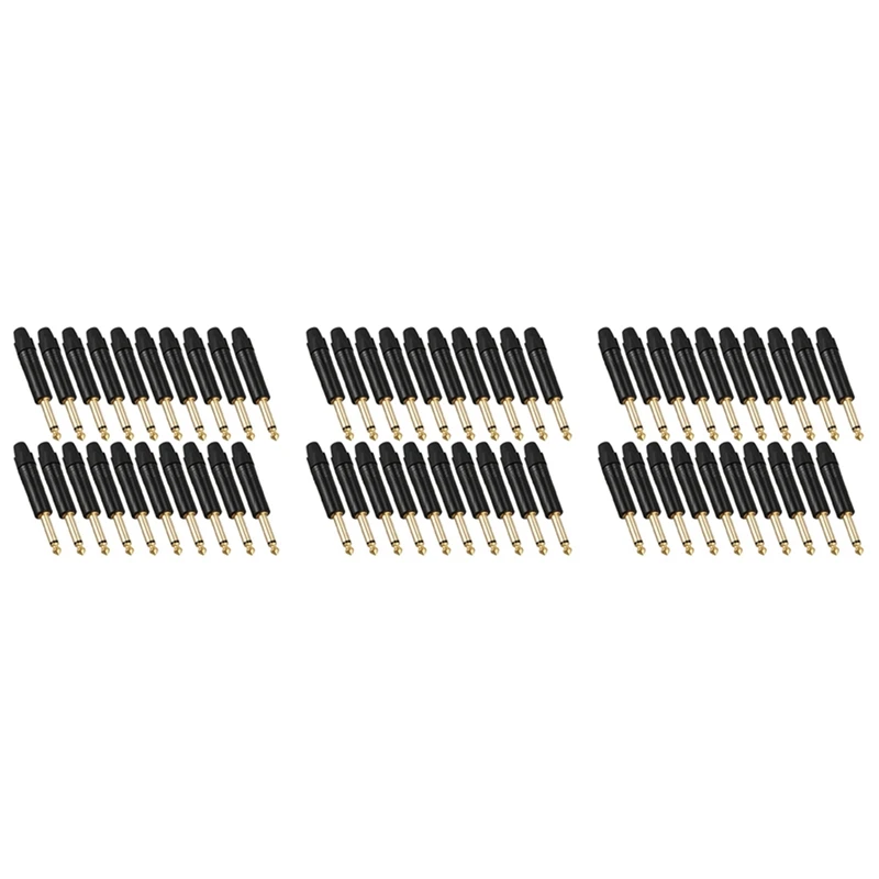 

Gold Plating 60Pcs Plug Mono Professional 2 Pole 6.35 Mm 6.5Mm Stereo Jack Plug For Neutrik 6.35Mm Jack Black