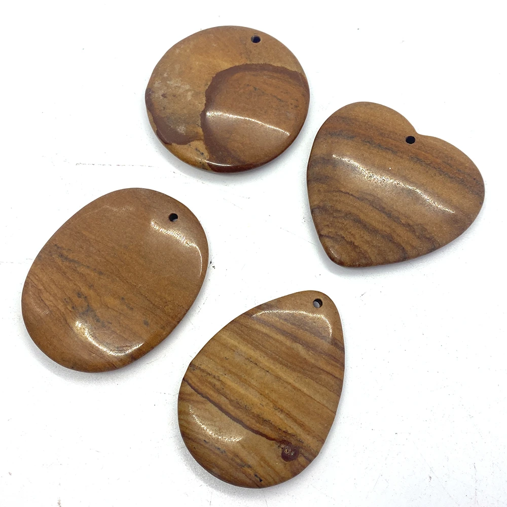 

Natural Picture Stone Heart Shape Charms for Jewelry Making DIY Necklace Earrings Amulet Reiki Healing Gemstone Round Pendants