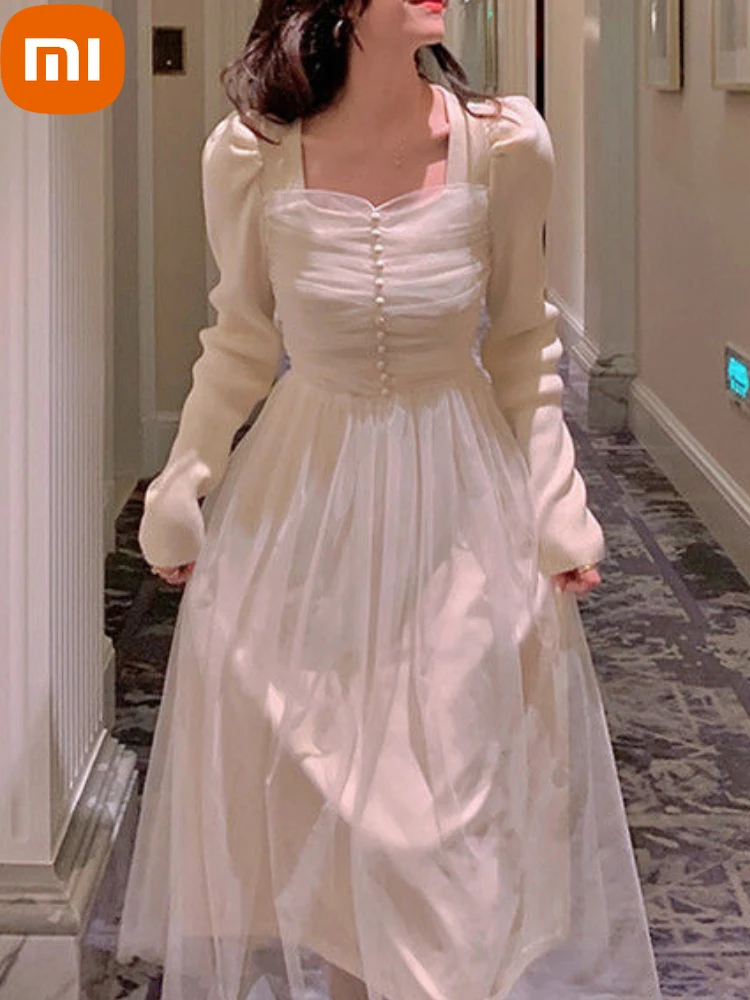

Элегантное винтажное платье Xiaomi France, женские вечерние платья миди для вечеринок, женское дизайнерское шикарное праздничное корейское модн...