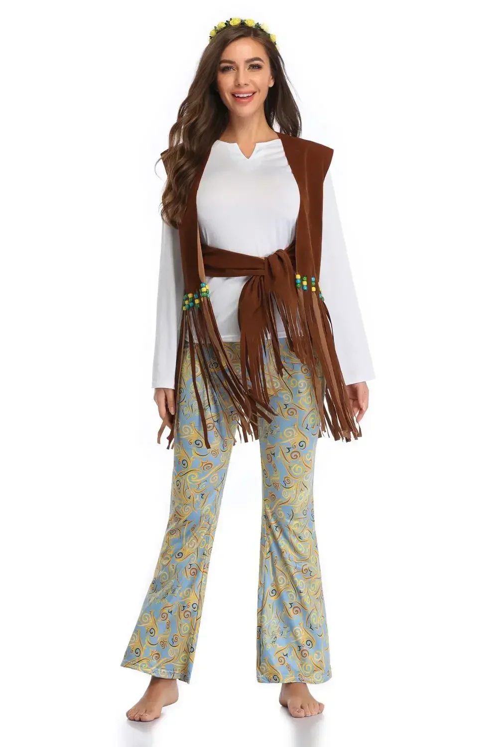 Хэллоуин для взрослых пара индийская племенная принцесса хип-хоп бахрома