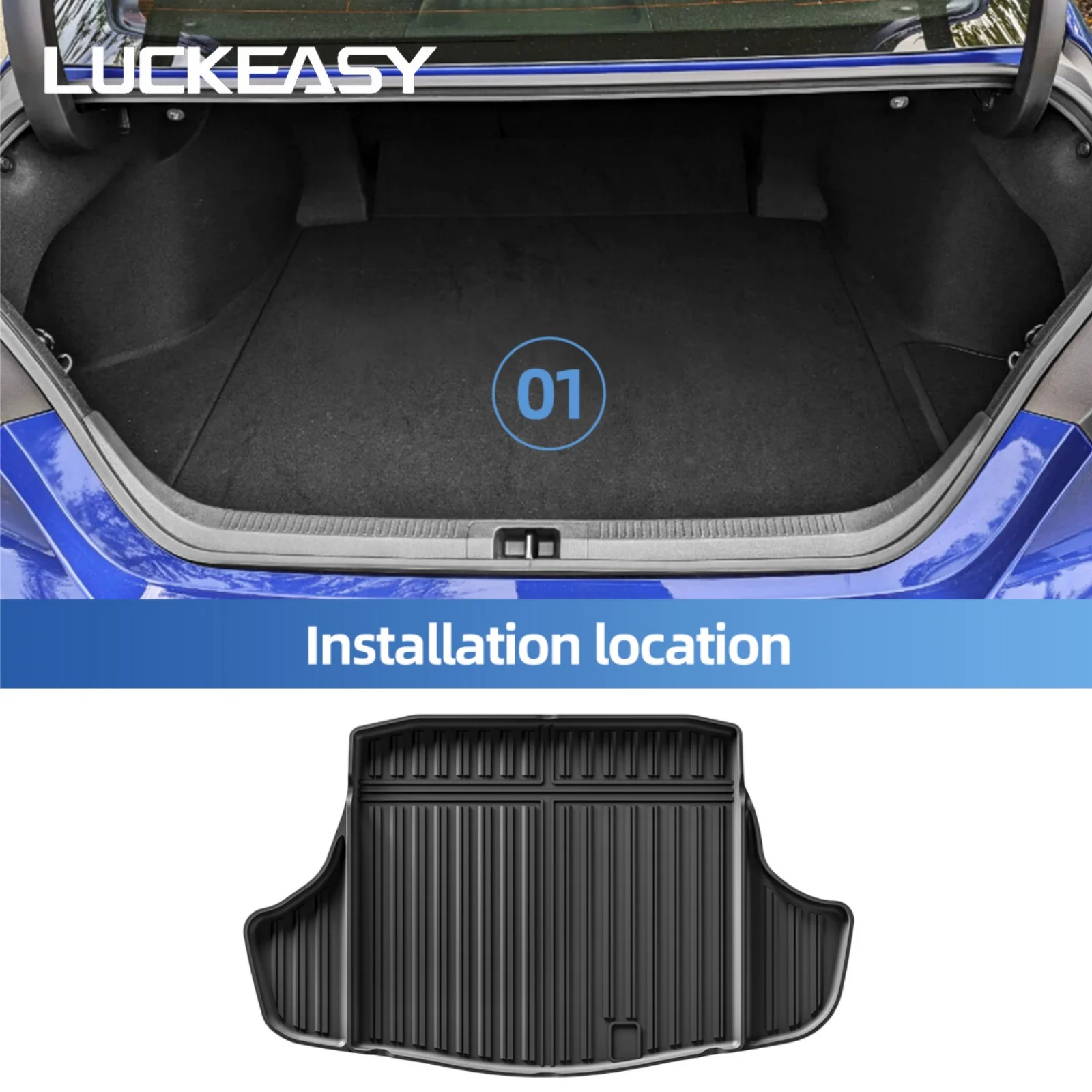 Фото LUCKEASY Коврики для пола автомобиля и багажника из TPE для Toyota Camry XV70 Hybrid 2018-2024, всепогодные, черные №1