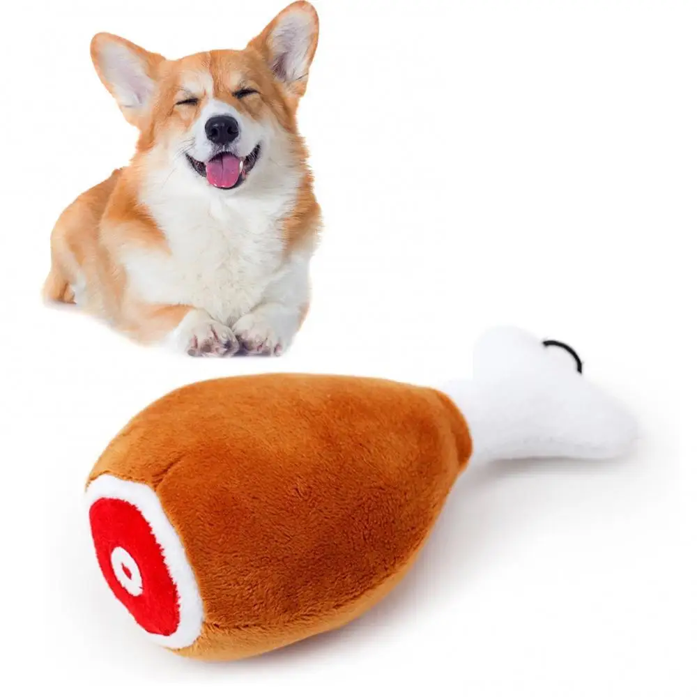 

Puppy Dog Chicken Leg Plush Squeak Chewing Interactive Toy Pet Training Supplies dog toys for large dogs plush dog toys