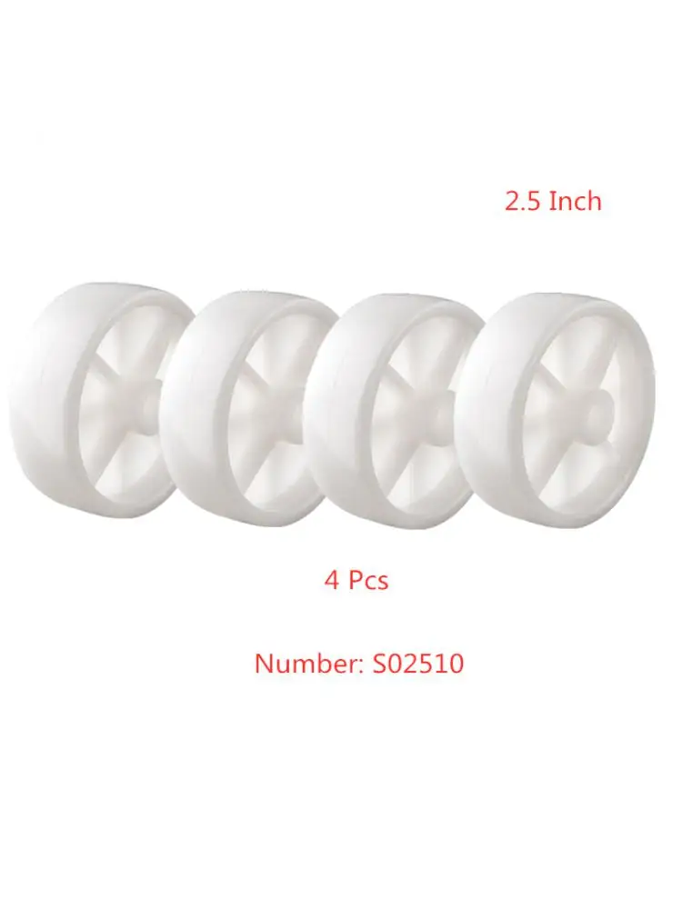 

4 Pcs/Lot Casters 2.5 Inch White Pp Single Wheel Diameter 65mm Bearingless Plastic Machine Equipment