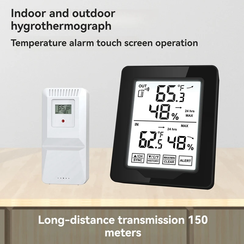 Indoor And Outdoor Digital Electronic Temperature Humidity Meter With 1 Sensor Backlight Wireless Long-Distance