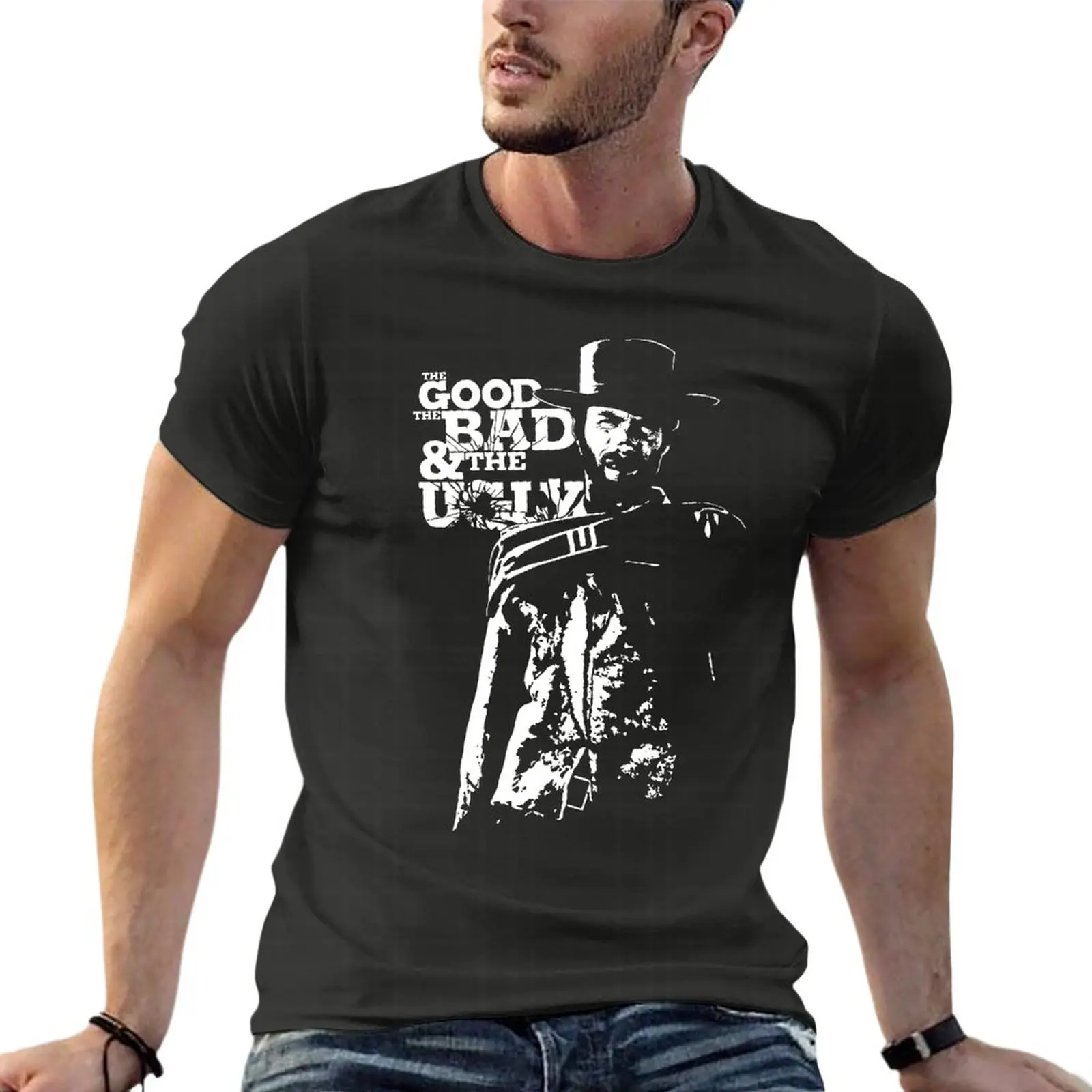

Clint Eastwood The Good The Bad And The Ugly Western Movie Oversize Tshirt For Men'S Clothes 100% Cotton Streetwear Top Tee