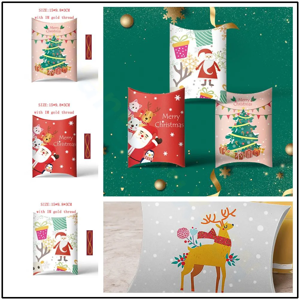 Es Bag Santa Claus Kraft Paper Gift Box Xmas Navidad Party Decoratw Year Navidad With Line