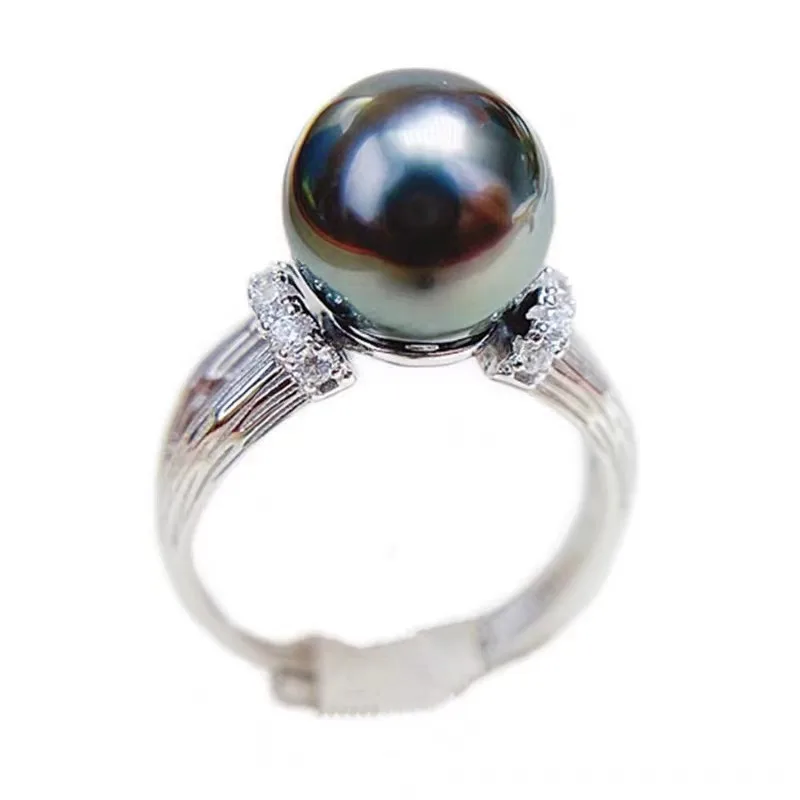 Suberb огромное кольцо из черного золота 9-10 мм с круглым жемчугом регулируемый