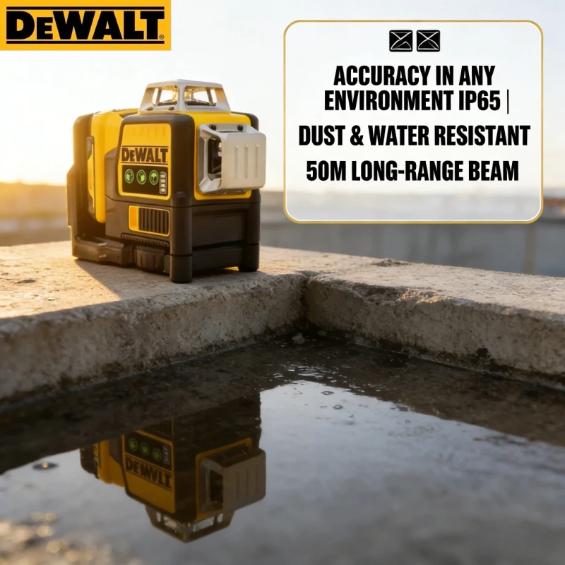 Лазерный нивелир DEWALT 20V MAX с 3 зелеными линиями 360°, самовыравнивающийся, с длительным временем работы, профессиональный инструмент для разметки и выравнивания на стройплощадке (art.: 3920d82f9bc72) - 3920d82f9bc72
