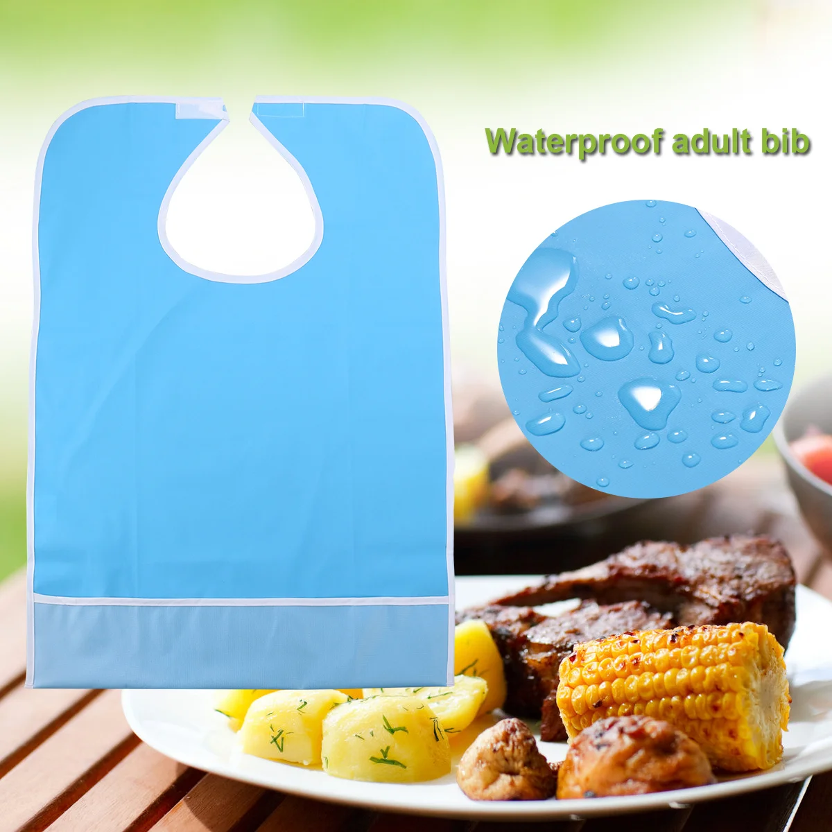 

Bib Adult Mealtime Protector Bibs Waterproof Apron Eating Clothingadultsaid Set Cloth Blue Reusable Elderly Protectors Scarf Men