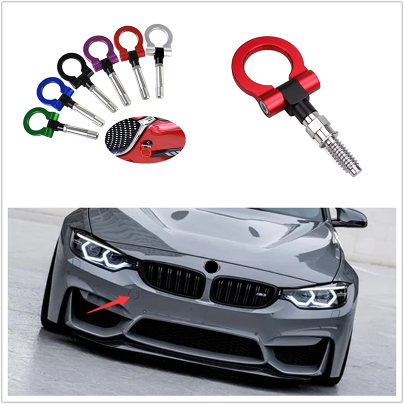 1pcs Universal Car Tow Hook Fits For BMW For Mercedes-Benz For Audi European Car Auto Trailer Ring Tow Hook Eye Towing Colorful
