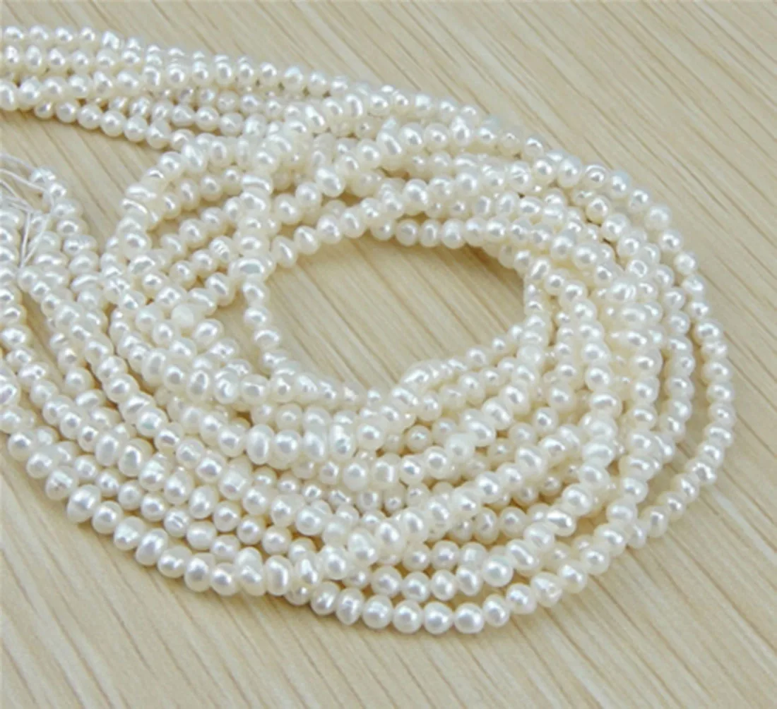 

Grade AA 3-4mm Natural Freshwater Pearl Beads White Potato Pearl Loose Beads For DIY Necklace Bracelat Jewelry Making Finding