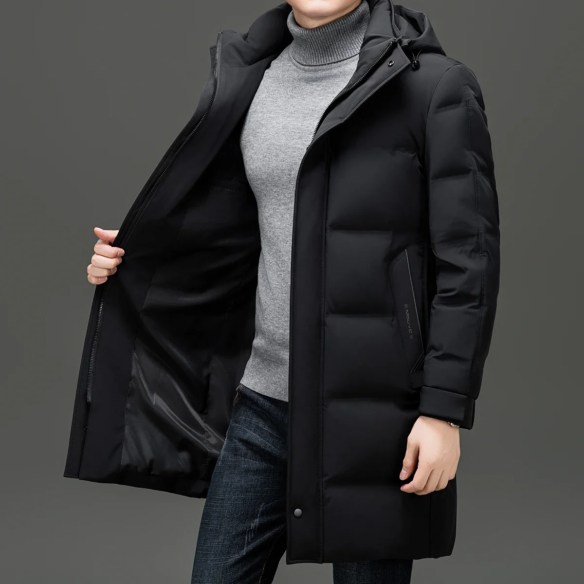 Куртка YEAE Мужская со съемной шапкой дизайнерская одежда с подкладкой из утиного