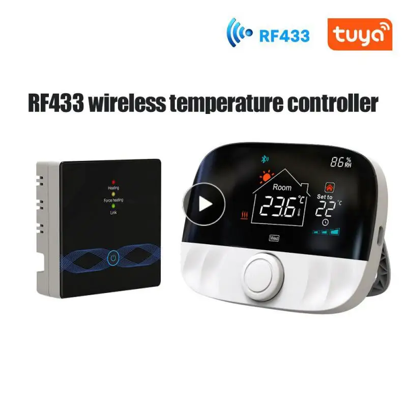 

Rf433 Wireless Thermostat Rf433 Tuya Smart Programmable Temperature Controller For Gas Boiler Water Heating Voice App Remote