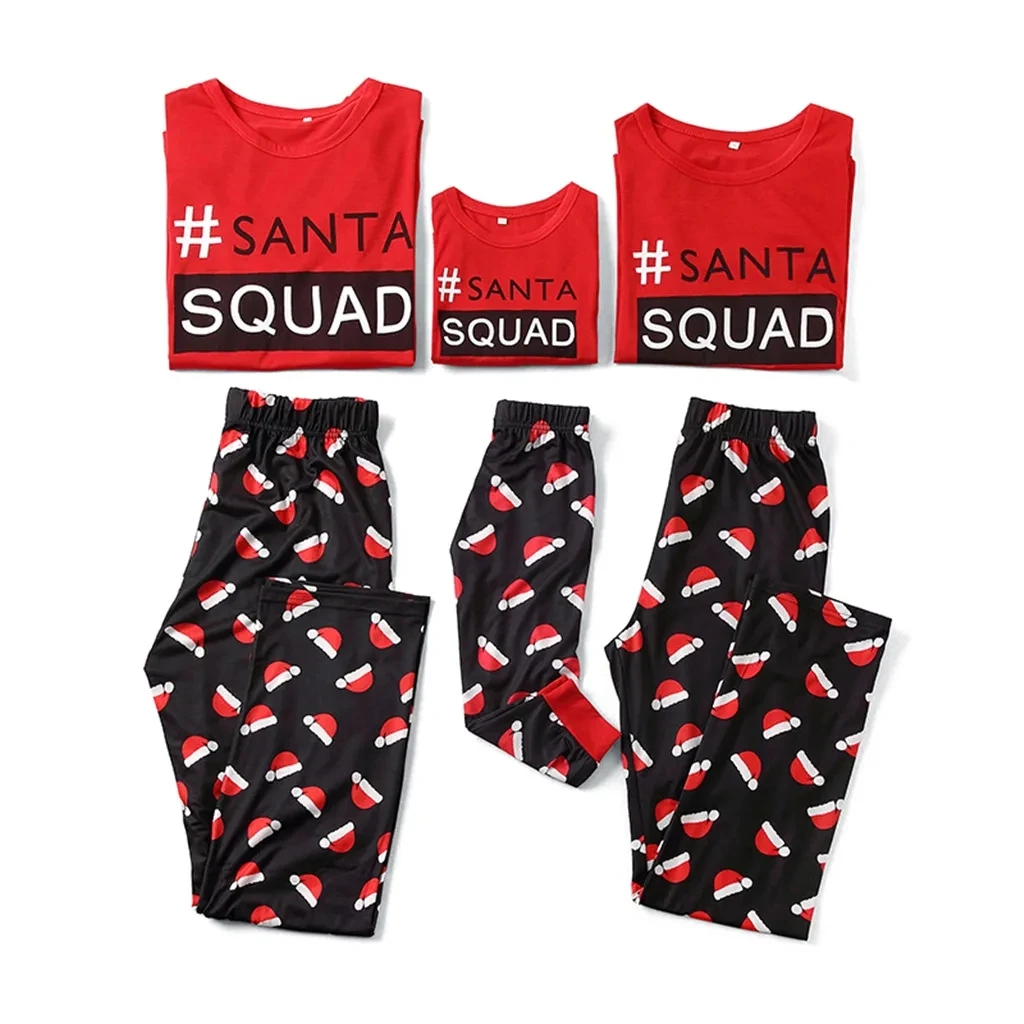 

Xmas Pjs Matching Family Christmas Pajamas Clothing Set Letter Red Short Sleeve Mommy Daddy Daughter Son Kids Children 2023