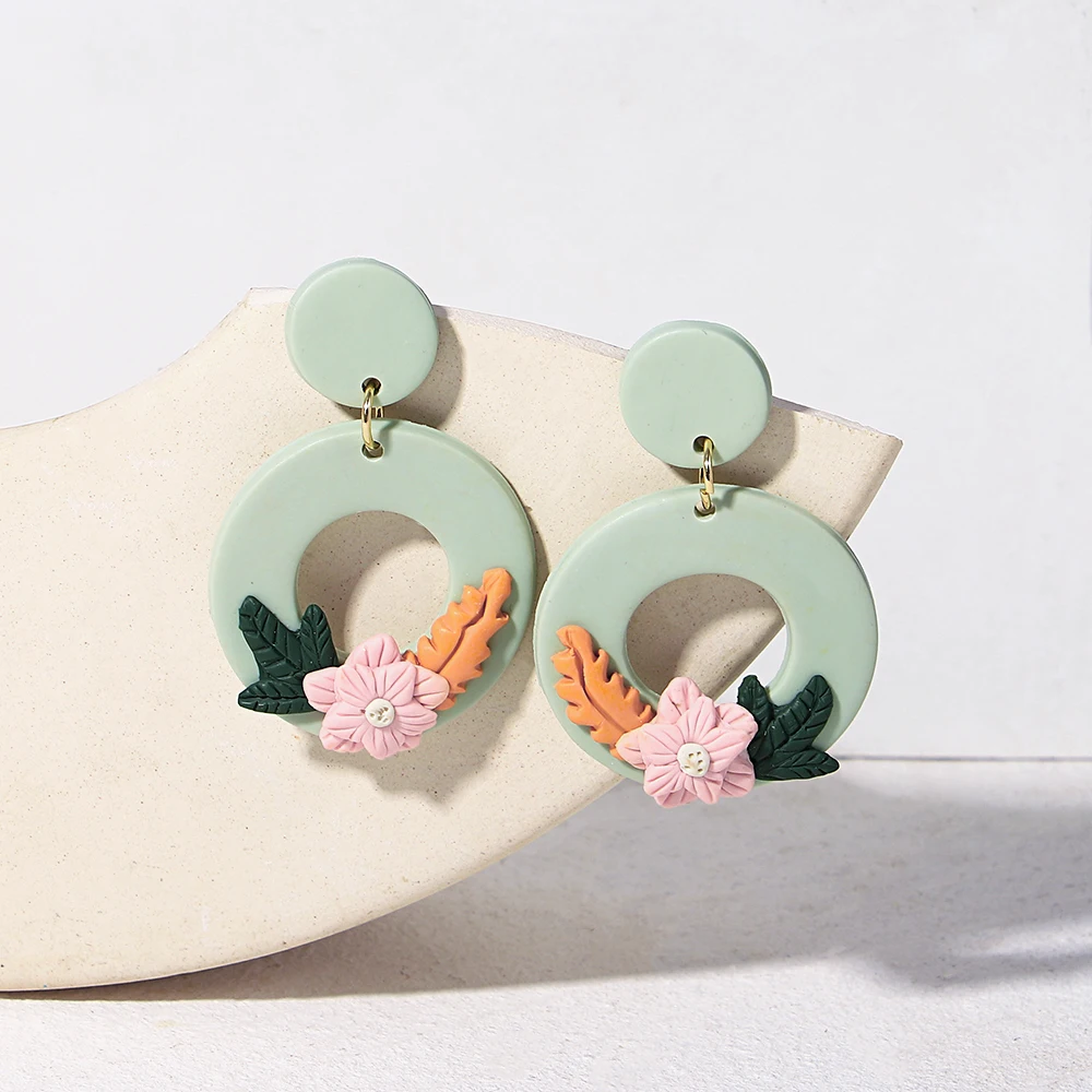 Необычные Цветочные полимерные глиняные висячие серьги AENSOA для женщин и девушек
