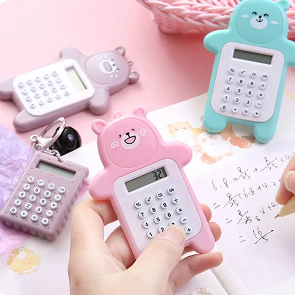 

1Pcs Cartoon Cute Bear Calculator Fashion Mini Portable Calculator Portable Elementary Student Calculator School Office Supplies